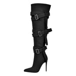 Load image into Gallery viewer, Pointed Toe Buckle Strap Over The Knee Boots
