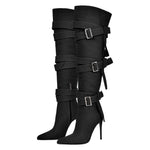 Load image into Gallery viewer, Pointed Toe Buckle Strap Over The Knee Boots
