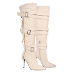 Load image into Gallery viewer, Pointed Toe Buckle Strap Over The Knee Boots
