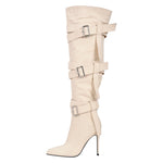 Load image into Gallery viewer, Pointed Toe Buckle Strap Over The Knee Boots
