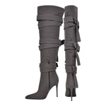 Load image into Gallery viewer, Pointed Toe Buckle Strap Over The Knee Boots
