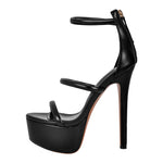 Load image into Gallery viewer, Open Toe Stiletto Ankle Straps Platform Sandals
