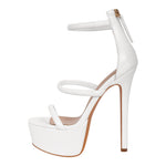 Load image into Gallery viewer, Open Toe Stiletto Ankle Straps Platform Sandals
