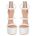 Load image into Gallery viewer, Open Toe Stiletto Ankle Straps Platform Sandals
