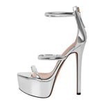 Load image into Gallery viewer, Open Toe Stiletto Ankle Straps Platform Sandals
