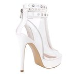 Load image into Gallery viewer, Clear Open Toe Stiletto Buckle Zipper Platform Sandals
