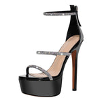 Load image into Gallery viewer, Rhinestone Open Toe Stiletto Platform Sandals
