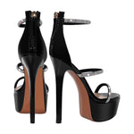 Load image into Gallery viewer, Rhinestone Open Toe Stiletto Platform Sandals
