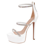 Load image into Gallery viewer, Rhinestone Open Toe Stiletto Platform Sandals
