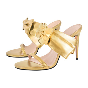 Open Toe Strap Bow Stiletto Sandals