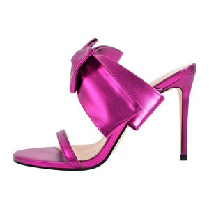 Open Toe Strap Bow Stiletto Sandals