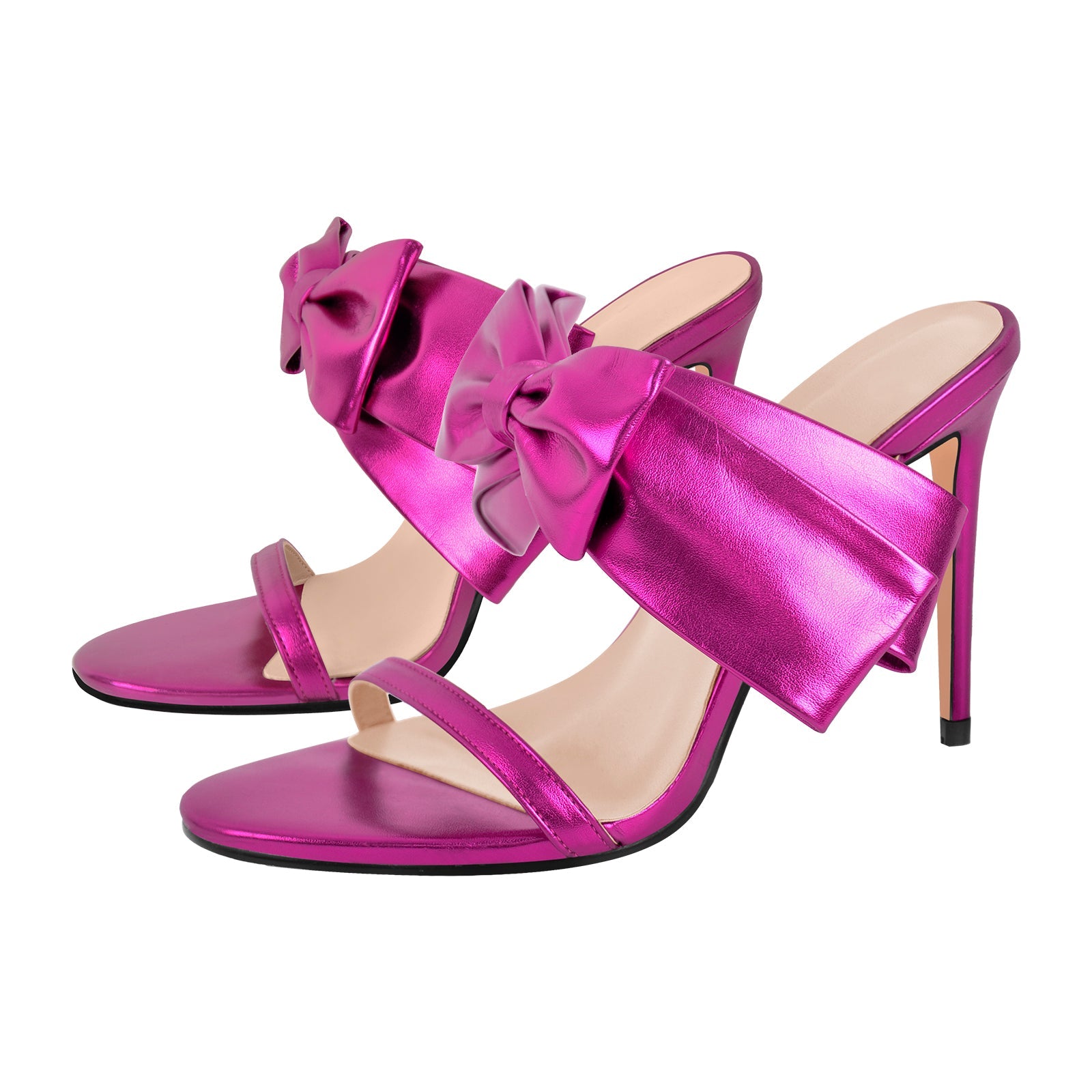 Open Toe Strap Bow Stiletto Sandals