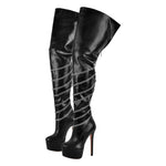 Load image into Gallery viewer, Metal Chain Round Toe Stiletto Over The Knee Boots
