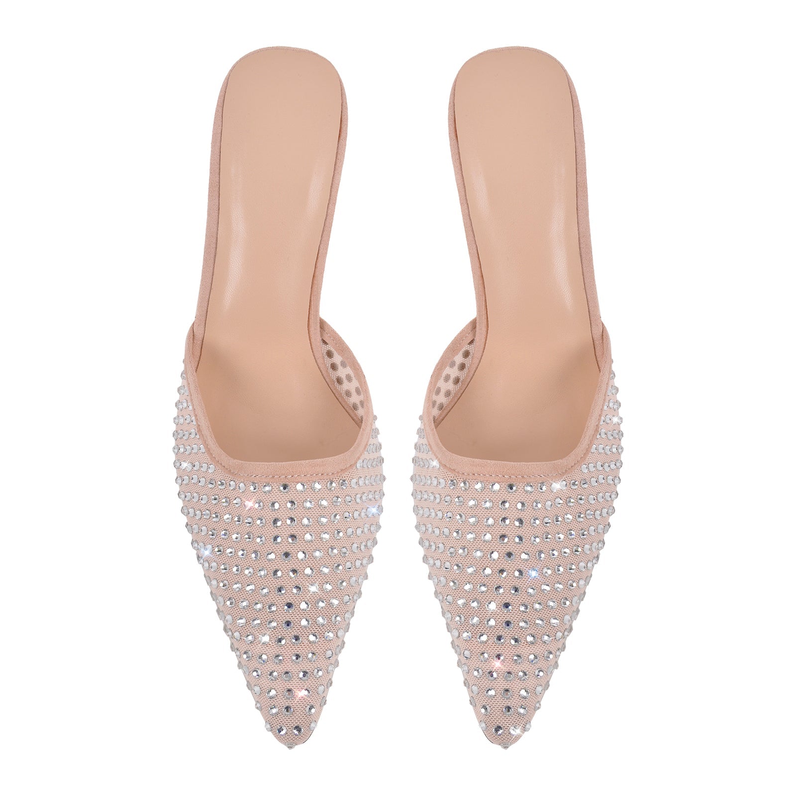 Pointed Toe Rhinestone Slip On Mules