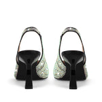 Load image into Gallery viewer, Pointed Toe Rhinestone Kitten Heel Slingback Pumps
