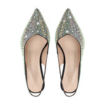 Load image into Gallery viewer, Pointed Toe Rhinestone Kitten Heel Slingback Pumps
