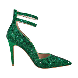 Rhinestone Ankle Straps Pointed Toe Pumps