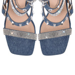 Load image into Gallery viewer, Denim Hollow Rivet Buckle Strap Bootie Sandals
