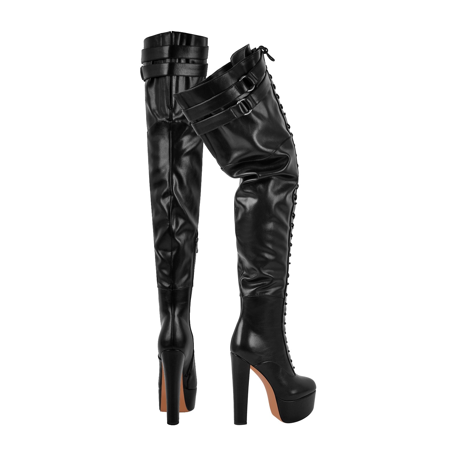 Platform Chunky Heel Lace-up Over The Knee Boots