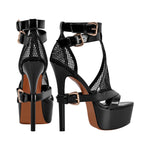 Load image into Gallery viewer, Mesh Buckle Ankle Strap Platform Stiletto Sandals
