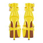 Load image into Gallery viewer, Mesh Buckle Ankle Strap Platform Stiletto Sandals
