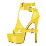 Load image into Gallery viewer, Mesh Buckle Ankle Strap Platform Stiletto Sandals
