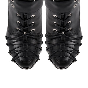 Buckle Lace-up Platform Knee High Boots