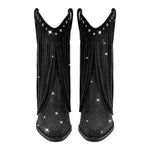 Load image into Gallery viewer, Rhinestone Pointed Toe Fringe Mid-Calf Western Boots
