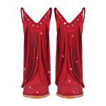 Load image into Gallery viewer, Rhinestone Pointed Toe Fringe Mid-Calf Western Boots
