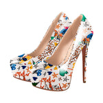 Load image into Gallery viewer, Graffiti Colorful Round Toe Platform Stiletto Pumps
