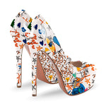 Load image into Gallery viewer, Graffiti Colorful Round Toe Platform Stiletto Pumps
