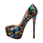 Load image into Gallery viewer, Graffiti Colorful Round Toe Platform Stiletto Pumps
