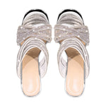 Load image into Gallery viewer, Rhinestone Round Toe Stiletto Sandals Mules
