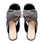 Load image into Gallery viewer, Rhinestone Round Toe Stiletto Sandals Mules
