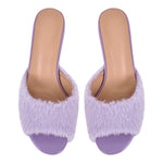 Load image into Gallery viewer, Round Toe Chunky Heel Fur Sandals Mules
