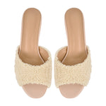 Load image into Gallery viewer, Round Toe Chunky Heel Fur Sandals Mules
