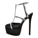 Load image into Gallery viewer, Round Toe T-Strap Platform Stiletto Pumps
