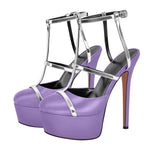 Load image into Gallery viewer, Round Toe T-Strap Platform Stiletto Pumps
