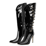 Load image into Gallery viewer, Pointed Toe Multi Buckle Stiletto Knee High Boots
