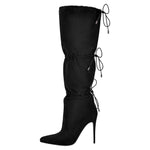 Load image into Gallery viewer, Pointed Toe Lace-up Stiletto Knee High Boots
