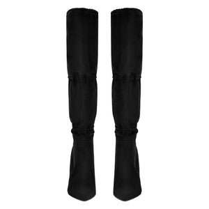 Pointed Toe Lace-up Stiletto Knee High Boots