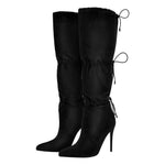 Load image into Gallery viewer, Pointed Toe Lace-up Stiletto Knee High Boots
