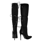 Load image into Gallery viewer, Pointed Toe Lace-up Stiletto Knee High Boots
