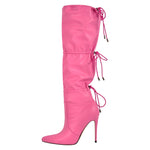 Load image into Gallery viewer, Pointed Toe Lace-up Stiletto Knee High Boots
