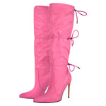 Load image into Gallery viewer, Pointed Toe Lace-up Stiletto Knee High Boots
