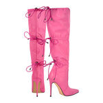 Load image into Gallery viewer, Pointed Toe Lace-up Stiletto Knee High Boots
