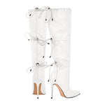 Load image into Gallery viewer, Pointed Toe Lace-up Stiletto Knee High Boots
