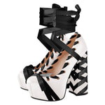 Load image into Gallery viewer, Bow Lolita Platform Lace-up Chunky Heel Pumps
