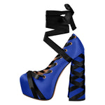 Load image into Gallery viewer, Bow Lolita Platform Lace-up Chunky Heel Pumps
