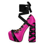 Load image into Gallery viewer, Bow Lolita Platform Lace-up Chunky Heel Pumps
